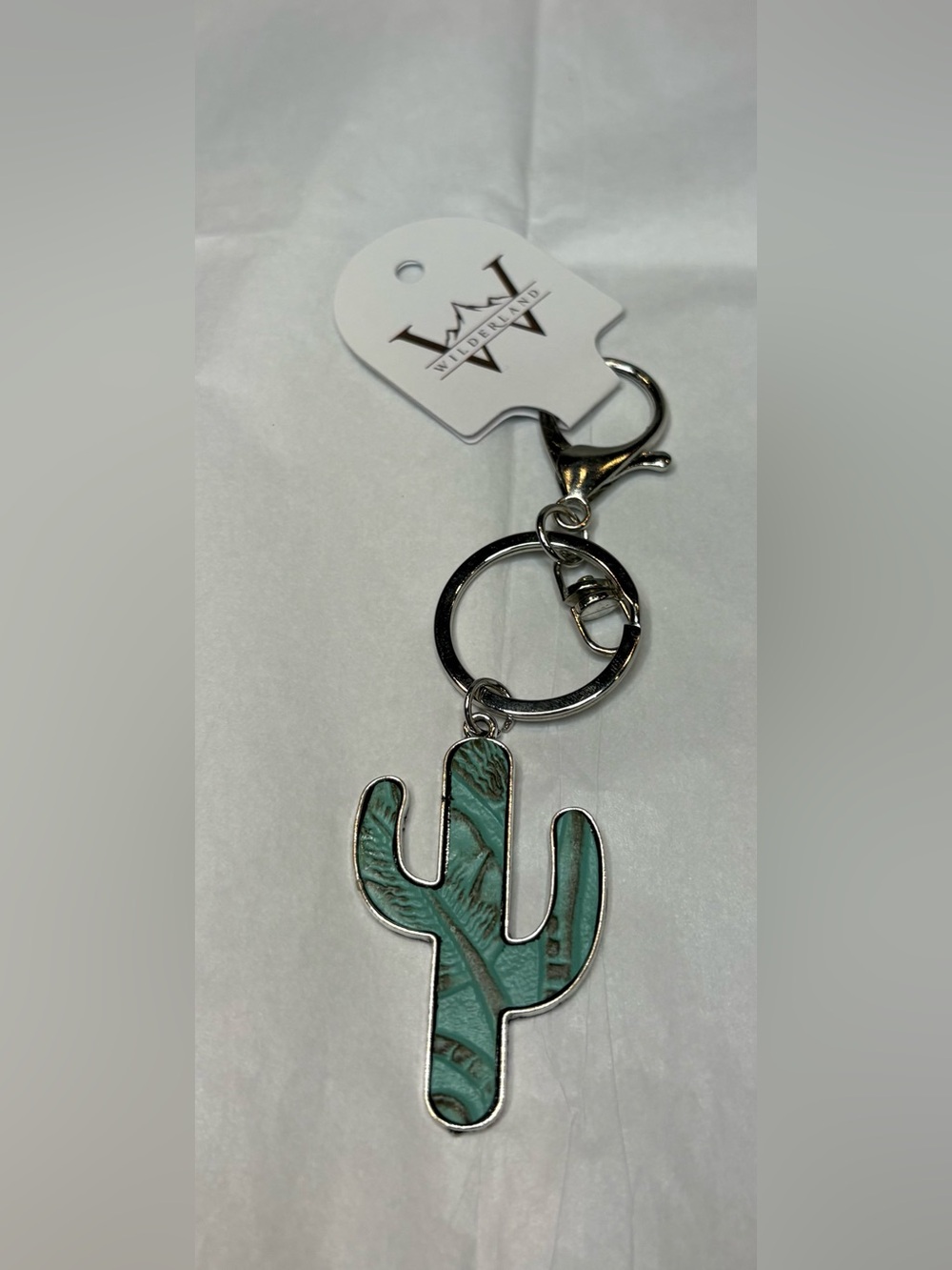 Teal Cactus Keychain Keyring